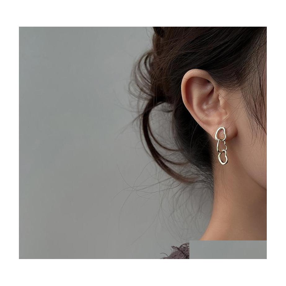 

Dangle Chandelier Fashion Jewelry S925 Sier Post Heart Earrings For Women Nich Design Geometric Love Hearts Stud Drop Delivery Dhjjn