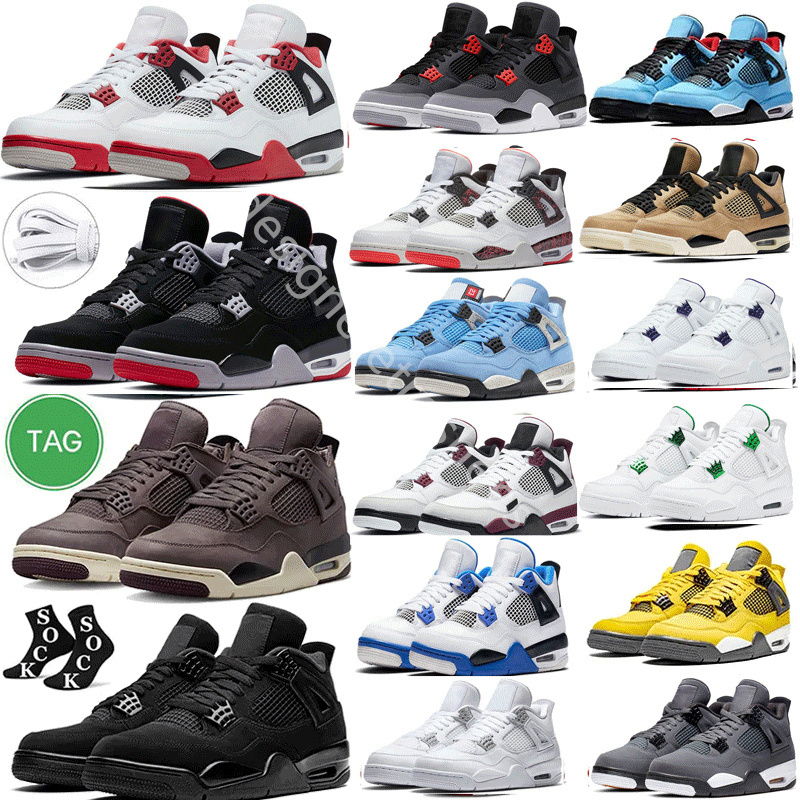 

Casual Men Women Jumpman 4 4s Basketball Shoes University Blue Red Thunder Military Black Cat Midnight Navy a Ma Maniere Violet Ore White Oreo Jordrqn, Color#33