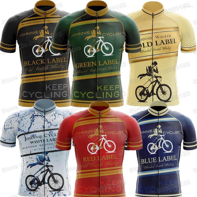 

Racing Jackets 2023 Johnnie Whisky Cycling Jersey Short Sleeve Summer Clothing Men Road Bike Shirts Bicycle Tops MTB Maillot
