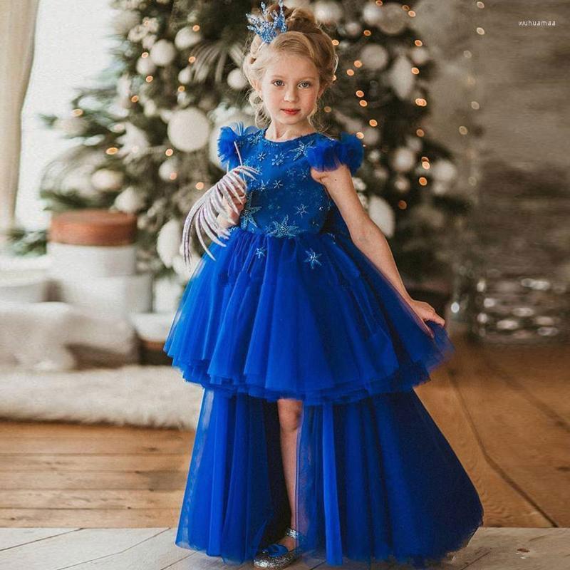 

Girl Dresses Long Flower Girls Dress Royal Blue Tiered Tulle Beaded Formal Kids Birthday Party Wear Floor Length Pageant Vestidos, Red