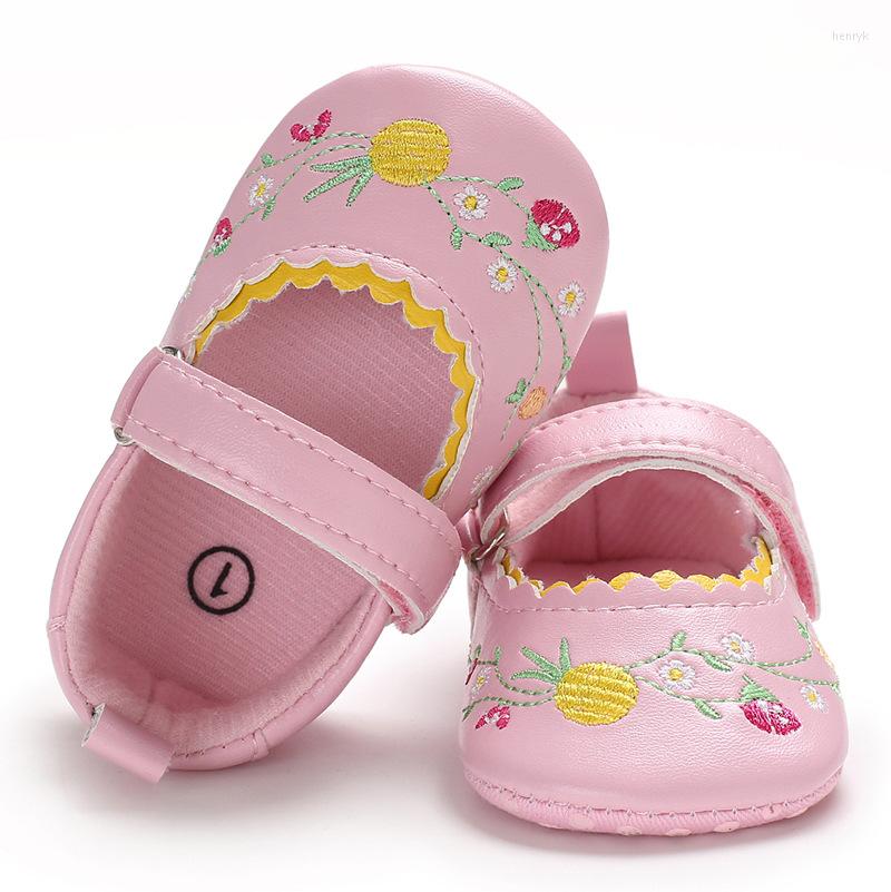 

First Walkers Mary Jane Ballet Dress Baby Toddler Crib Floral Soft Soled Anti-Slip Shoes Infant Born Girls, Pink