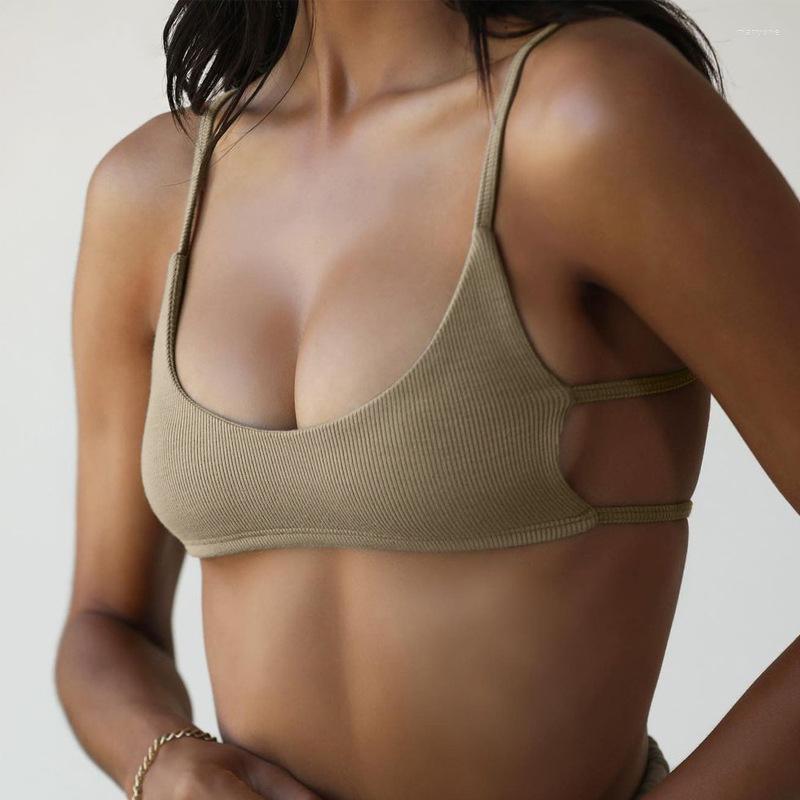 

Camisoles & Tanks 2023 Women Short Street Sports Cami Top Sleeveless Open Back Spaghetti Striped Solid Color Ribbed Knit Tube Camisole, Black