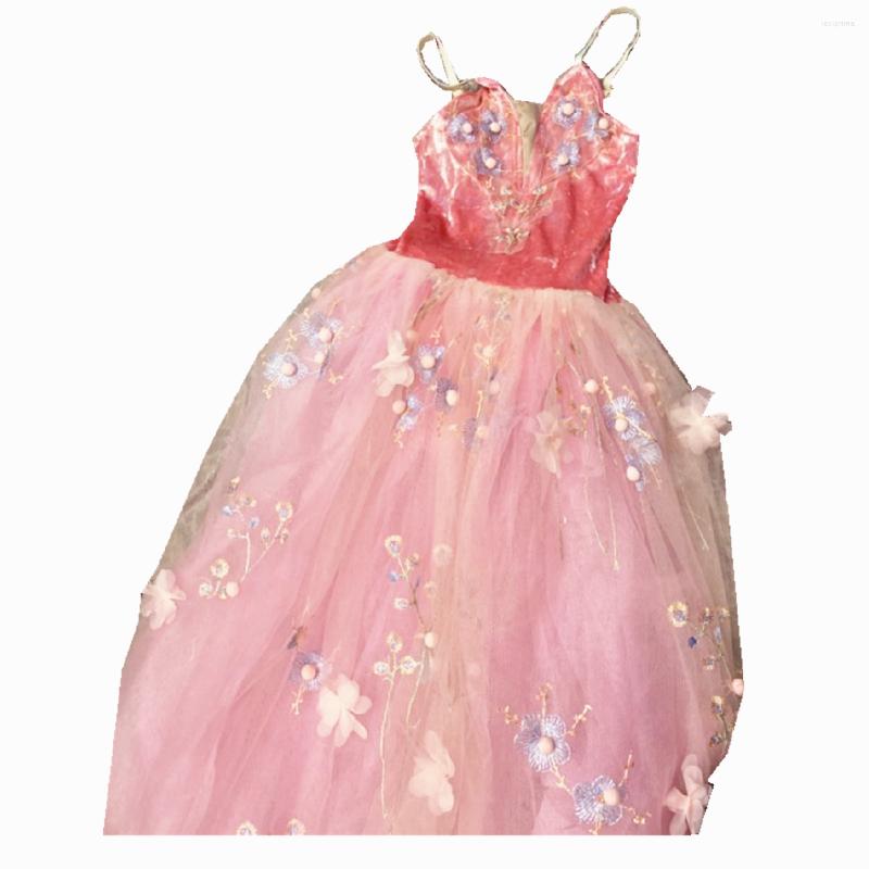 

Stage Wear Ballet Tutu Skirt For Children Swan Dance Costume Pink Long Dress