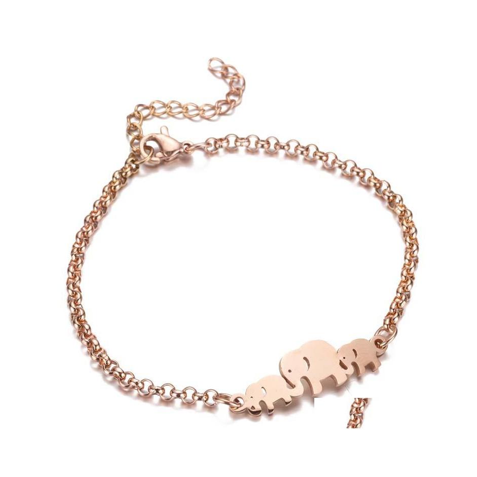 

Link Chain Fashion Elephant Bracelets Bangles Animal Link Female Stainless Steel Bracelet For Women Jewelry Accessories Drop Deliver Ot98G