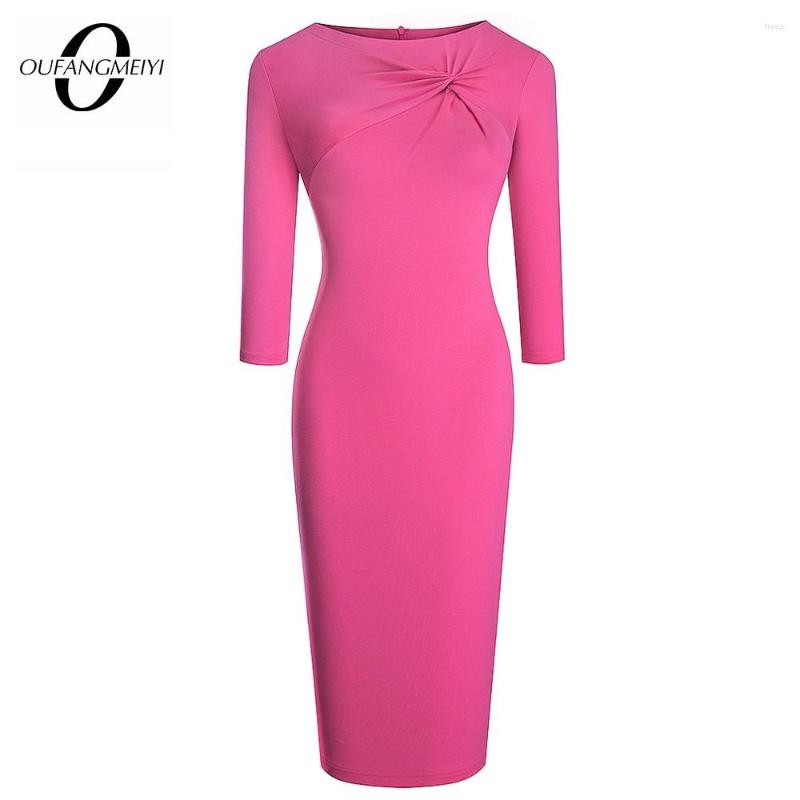 

Casual Dresses Autumn Women Classy Solid Color With Knot Elegant Formal Business Office Bodycon Dress EB608, Black