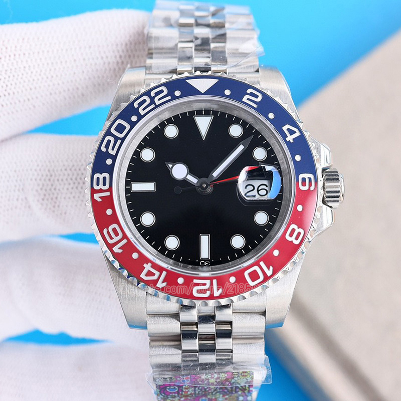 

wristwatch Full black gmt BLNR batgirl blro blue and red pepsi bezel jubilee bracelet automatic oyster band chnr sertidiamond ruby watches rlx batman designer model, Color 5