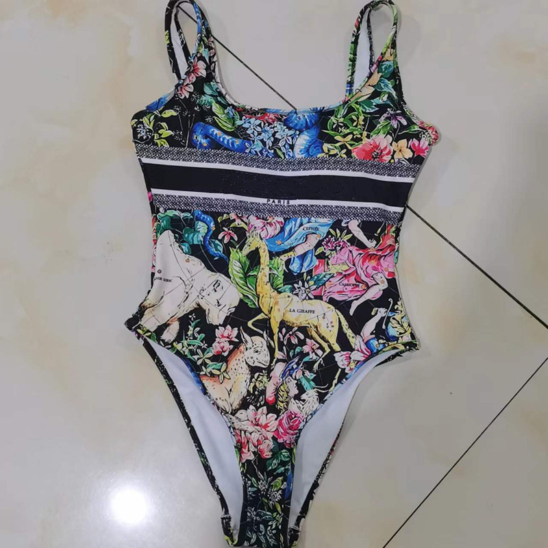 

2022 New Sexy Print One Piece Swimsuit Letter Swimwear Women Cut Out Monokini High Cut Swimming Suit female Bathing Bikini Suits, 10