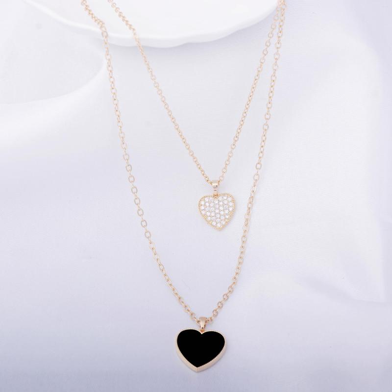 

Pendant Necklaces Korean Multi Layer Peach Heart For Women Zircon Fashion Love Clavicle Chain Charm Exquisite Collar Jewelry Gifts