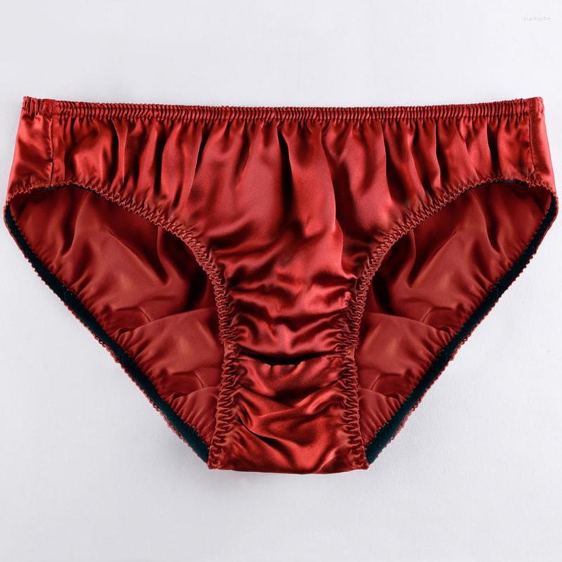 

Underpants Silk Men Underwear Solid Color Comfor Triangle Brief Breathable Sexy Gays U Convex Pouch Briefs Ssisy Lingerie, Black