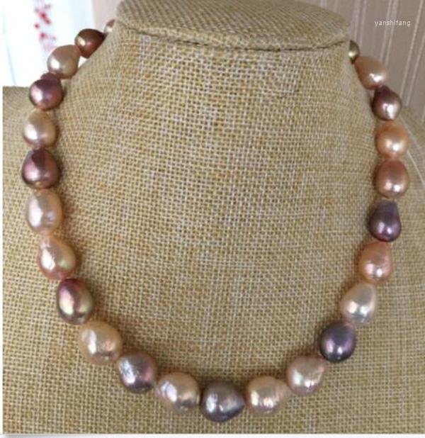 

Chains Gorgeous South Sea Baroque Gold Pink Lavender Pearl Necklace18inch 14k