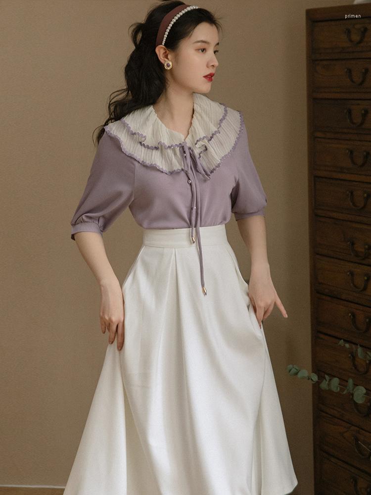 

Skirts Ladies White All-match High Waist A-line Skirt Women 2023 Summer French Vintage Girl Elegant Temperament, White set