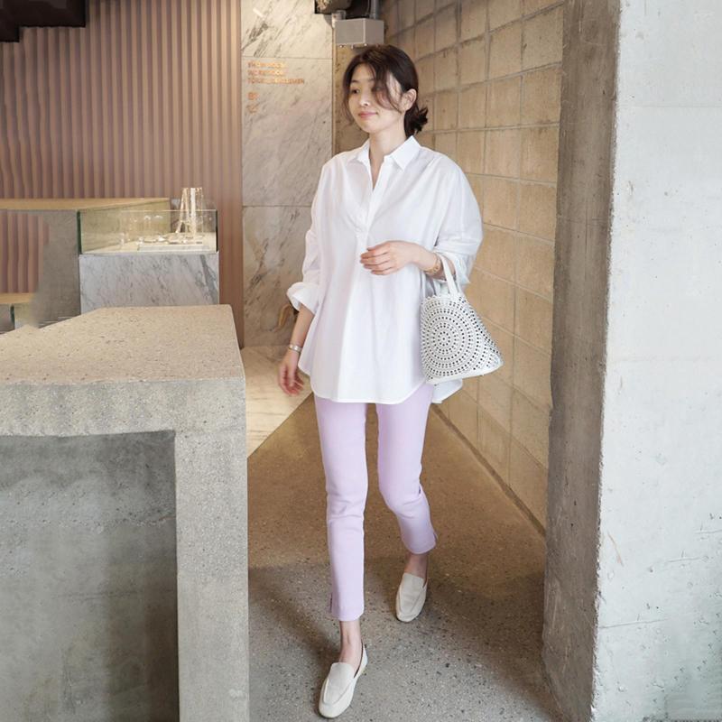 

Women' Blouses Womens Shirts Long Sleeve Irregular Mid Length Bottoming, White