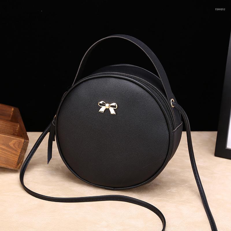 

Evening Bags Design Fashion Women Round Bag Leather Women's Circular Crossbody Shoulder Messenger Ladies Purse Female Bolsa Handbag, Black