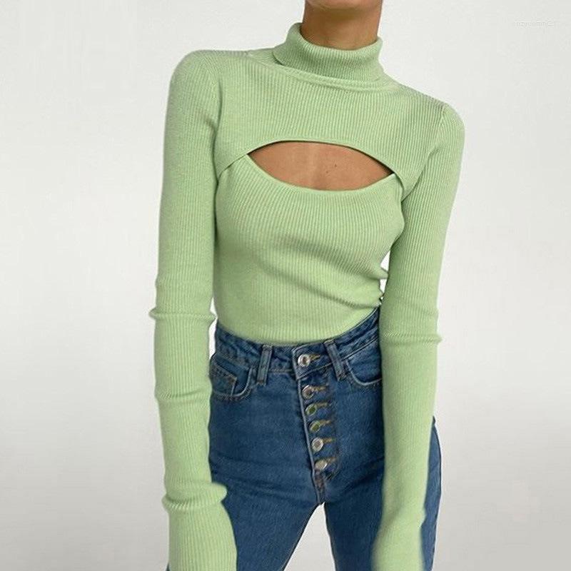 

Women' Sweaters Women' Turtleneck Long Sleeve Slim Pullovers 2023 Autumn Solid Hollow Out Fashion Purple Sweater Office Lady Clothes, Black