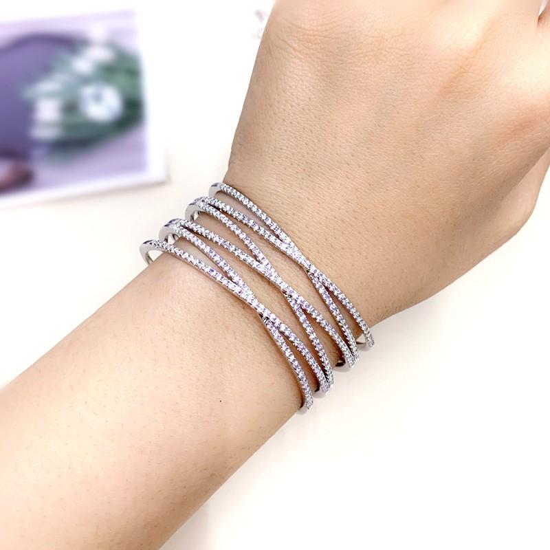 

Bangle Trendy Simple Jewelry Geometry Cross Open Bangles Bracelets Wide Silver Color Wristband For Women Girls Zk30