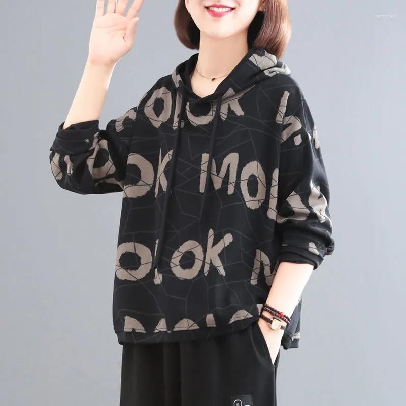 

Women's Hoodies 2023 Spring Autumn Hoodie Women Plus Size 4XL Printed Pullover Hooded Casual Sweater Coat Fashion Letter Sweatshirt, Green