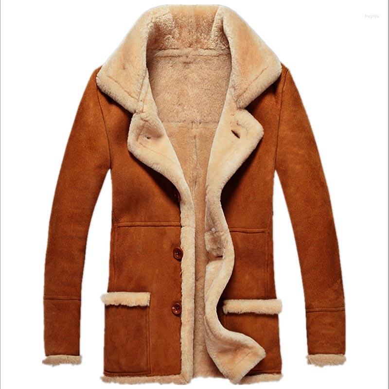 

Men' Jackets Leather Winter Artificial Fleece Parkas Mens Long Sleeve Thicken Warm Shearling Coat Faux Fur Suede Overcoat Male, Black