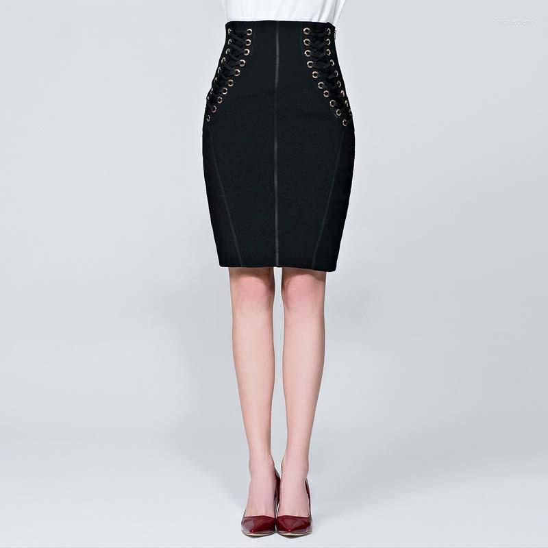 

Skirts Chic Fashion Band Black Korean Office Ladies High Waist Slim Sexy One Step Hip Wrap Skirt 2023
