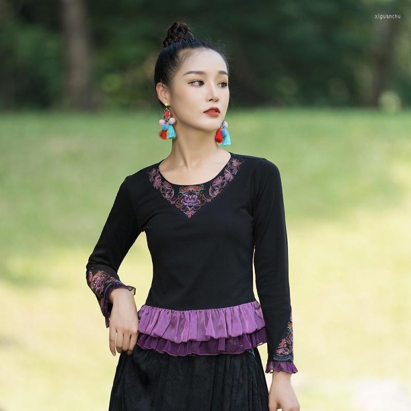 

Ethnic Clothing 2023 Embroidery Chinese Style Women Shirts Traditional Shirt Vintage Blouse Hanfu Top National 13017