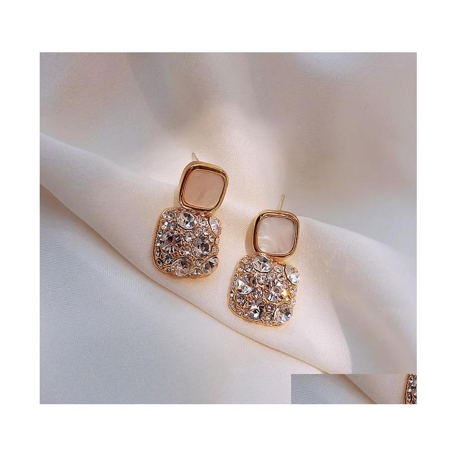 

Dangle Chandelier Fashion Jewelry S925 Sier Needle Earrings Rhinstone Square Stud Drop Delivery Dhtle