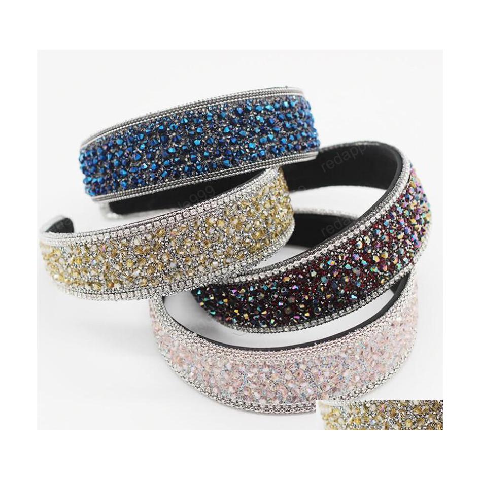 

Headbands Fashion Women Hair Accessories Wide Side Headband Adt Luxurious Gravel Headwear Summer Turban Wholesale Drop Delivery Jewe Dh51R