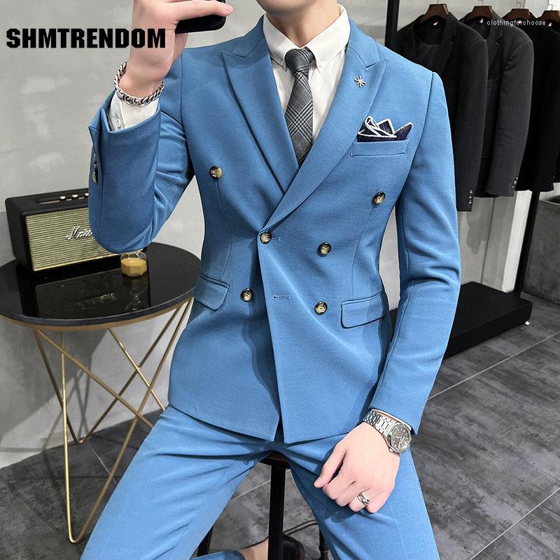 

Men's Suits (Jackets Vest Pants)2023 Men's Spring Quality Casual Business Suit British Style Fashion Groom's Wedding Dress Blazers, Black