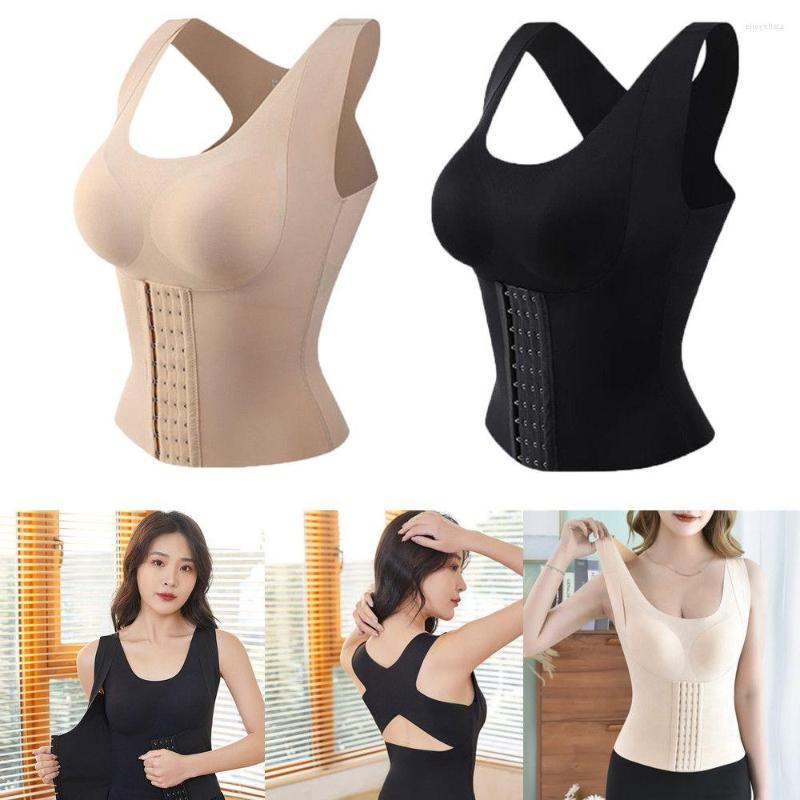 

Women's Shapers 1PC Women Slimming Vest Tummy Control Posture Corrector Bra Padded Camisole Adjustable Hook Loop Front Closure Underwear, Black