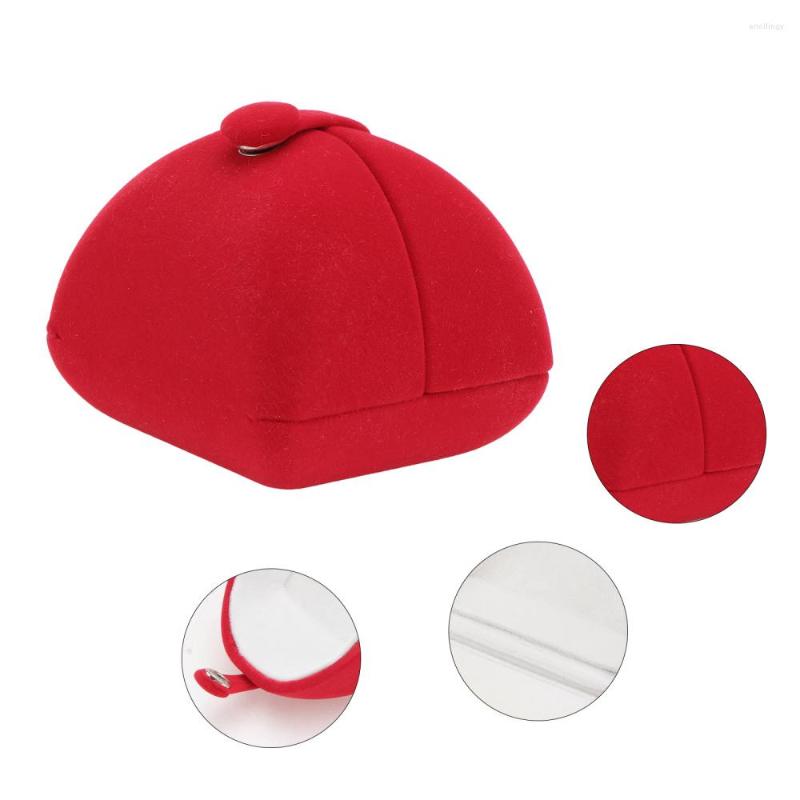 

Jewelry Pouches 1Pc Flannel Clamshell Box Creative Gift Packaging Case Wedding Red