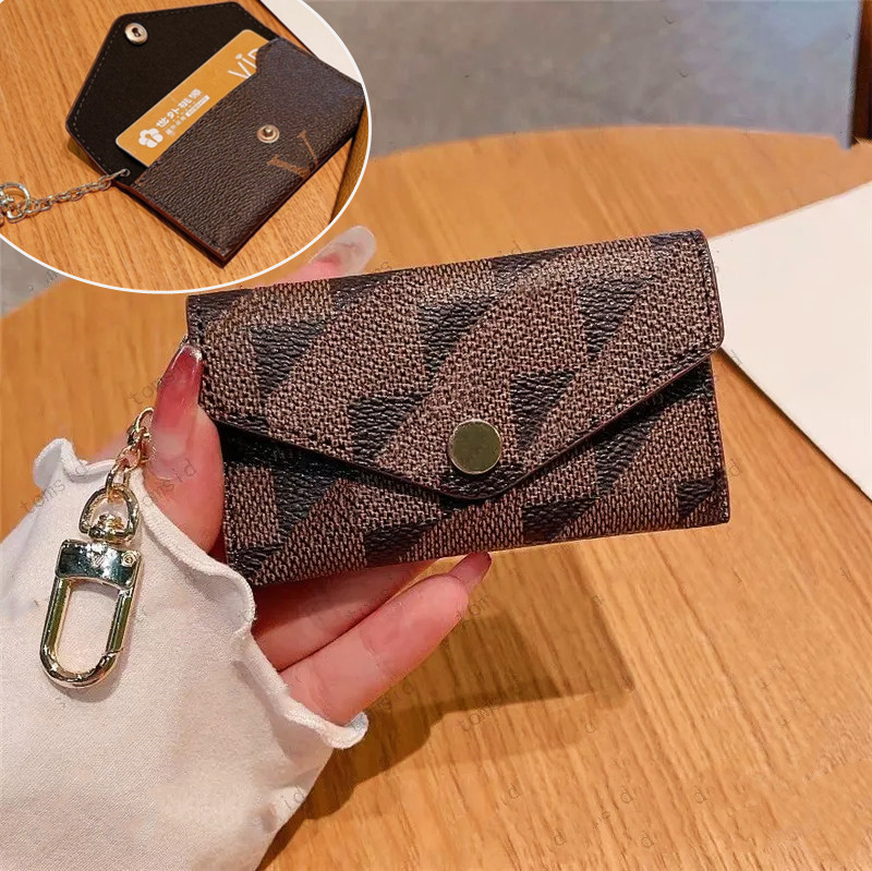 

Designer Wallets Bag Card Holder Womens Mens Coin Purse Mini Old Flowers Brown Plaid Envelope Wallet Unisex Pocket Small Bag With Key Accessoires Wholesale, E7#[v] letter+logo