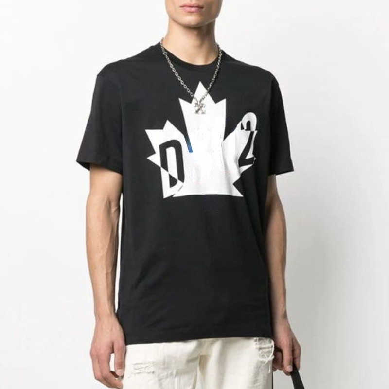 

Cotton t shirt Maple Leaf Print Hoodie Designer Sweatshirt Short Sleeve Pullover Men' and Women' T-Shirt Round Neck High Street Casual Shirts Breathable Sweater, D2 black