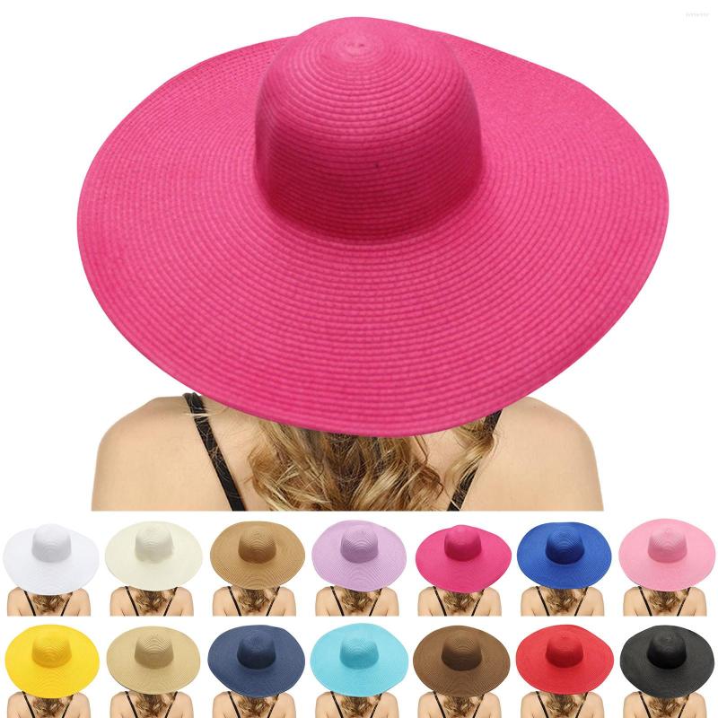 

Wide Brim Hats Summer Large Foldable Sun For Women Oversized Shade Hat Travel Straw Lady UV Protection Beach Gorras, Black