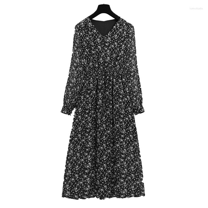 

Casual Dresses Women's Dress Spring Autumn Design Fashion Lady V-Neck Long Sleeves Floral Elegant Vestidos W617, Photo color