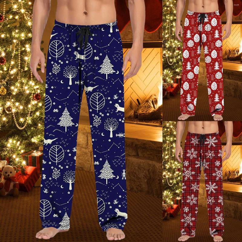 

Men's Sleepwear Mens Christmas Pajama Pants With Drawstring And Pockets, Blue