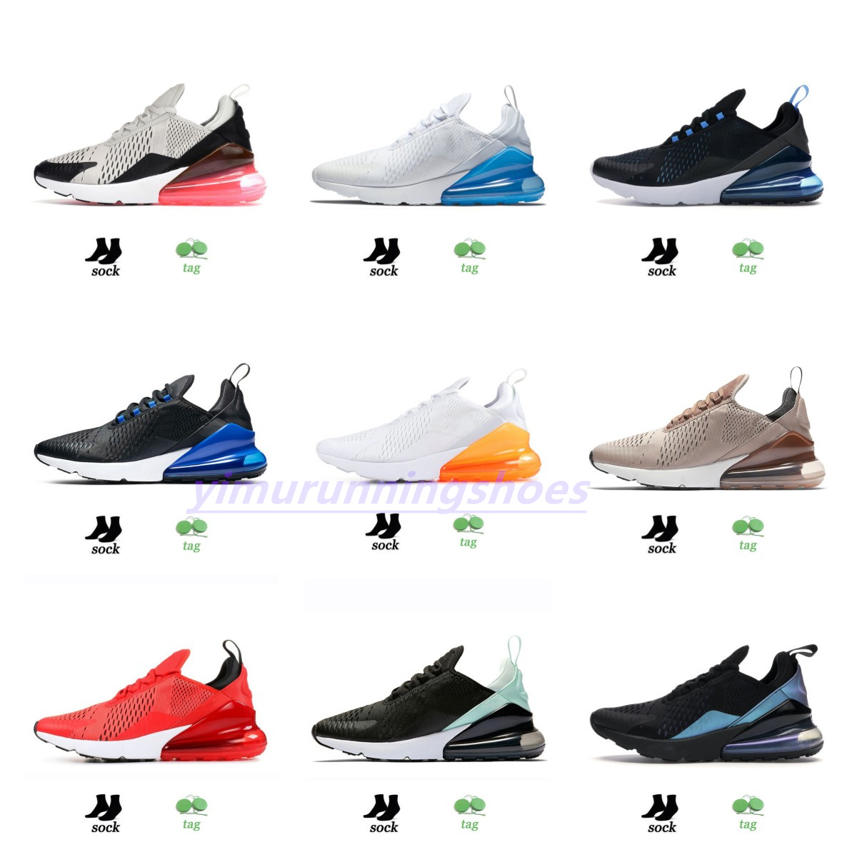 

2022 Designer Sports Running Shoes Triple Black ALL White Women Men Top Quality Summer Gradient Blue Punch 27s Trainers Sneakers Y6, Color 29 40-45