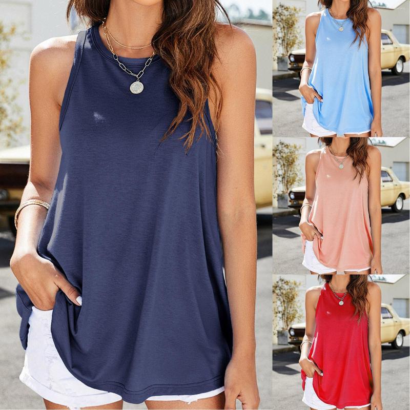 

Women's Tanks Women Fashion Tank Top Sleeveless Solid Color Casual Vest Sexy Pullover Tops Summer Tee Plus Homewear Camisole, Sky blue