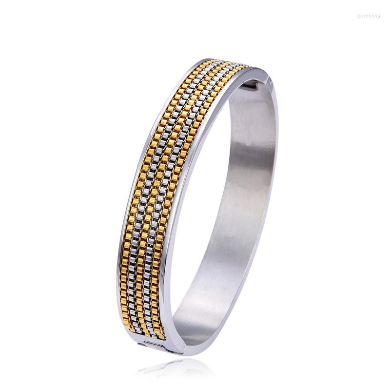

Bangle FYSARA Punk Bangles Stainless Steel Jewelry For Women Charm Cuff Bracelets Silver Black Color Fashion Accessories Men Bijoux