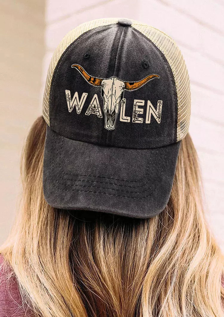 

Ball Caps Womens Baseball Cap Western Style Steer Skull Mesh Splicing Hat Adjustable Hats 230203, Black