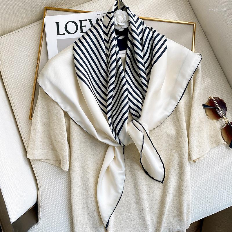 

Scarves KOI LEAPING Classic Stripe Fashion Hand Stitch Twill Silk 90 Large Square Scarf Decorative Shawl Gift