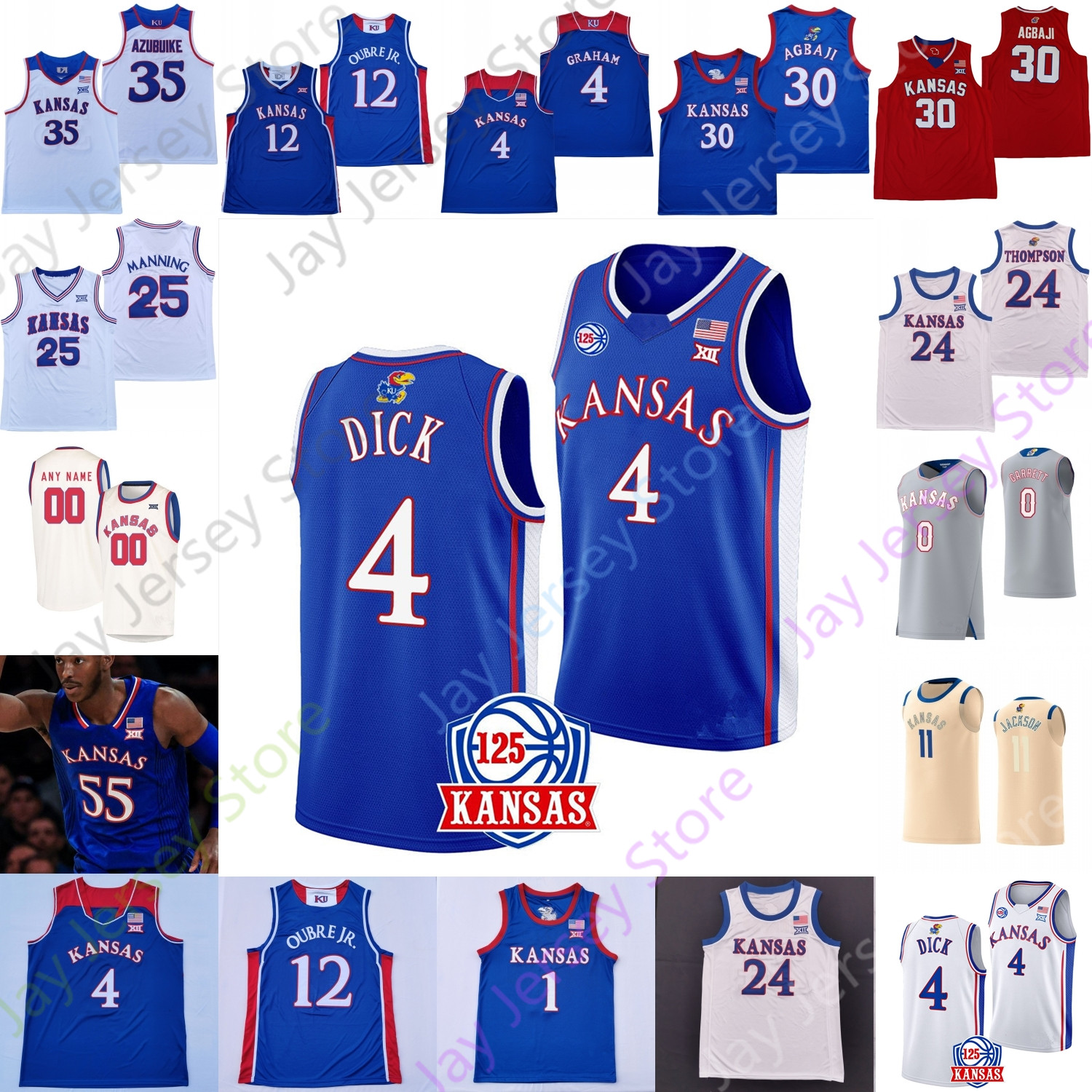 

2022 Final Four 4 Kansas Jayhawks Basketball Jersey NCAA College Ochai Agbaji Gradey Dick Jalen Wilson Bobby Pettiford Jr Harris McCullar Udeh Adams Martin Wiggins, Blue vintage