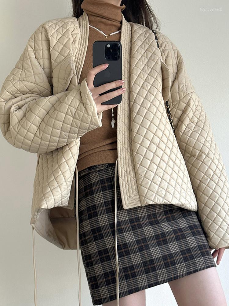 

Women' Trench Coats Arrivals Women Coat Winter Solid Color Jacket Loose Casual Ins Fashion Clothing Short Cotton Clothes, Khaki