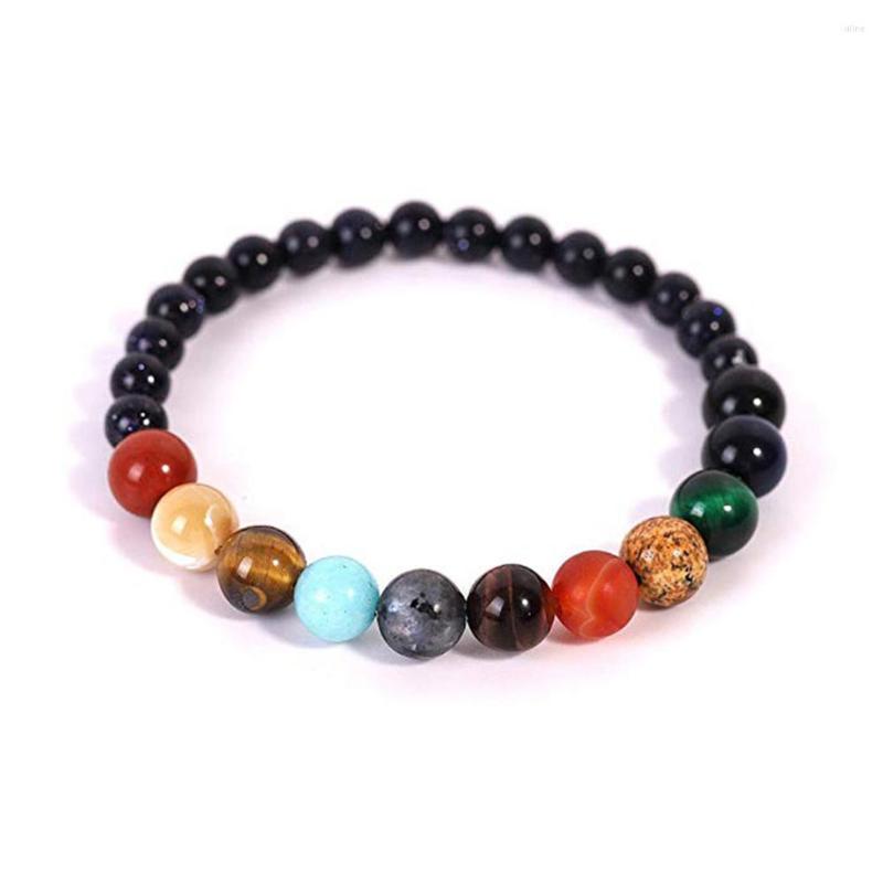 

Link Bracelets Eight Planets Bead Bracelet Universe Yoga Sparkling Adjustable Elasticity Fashionable Durable Design PrevalBangle Jewelry