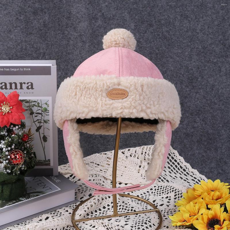 

Hats Winter Baby Girls Boys Cute Fur Beanie Thicken Kids Infant Solid Color Cap Pompom Ear Warm Bonnet Muts For, Khaki