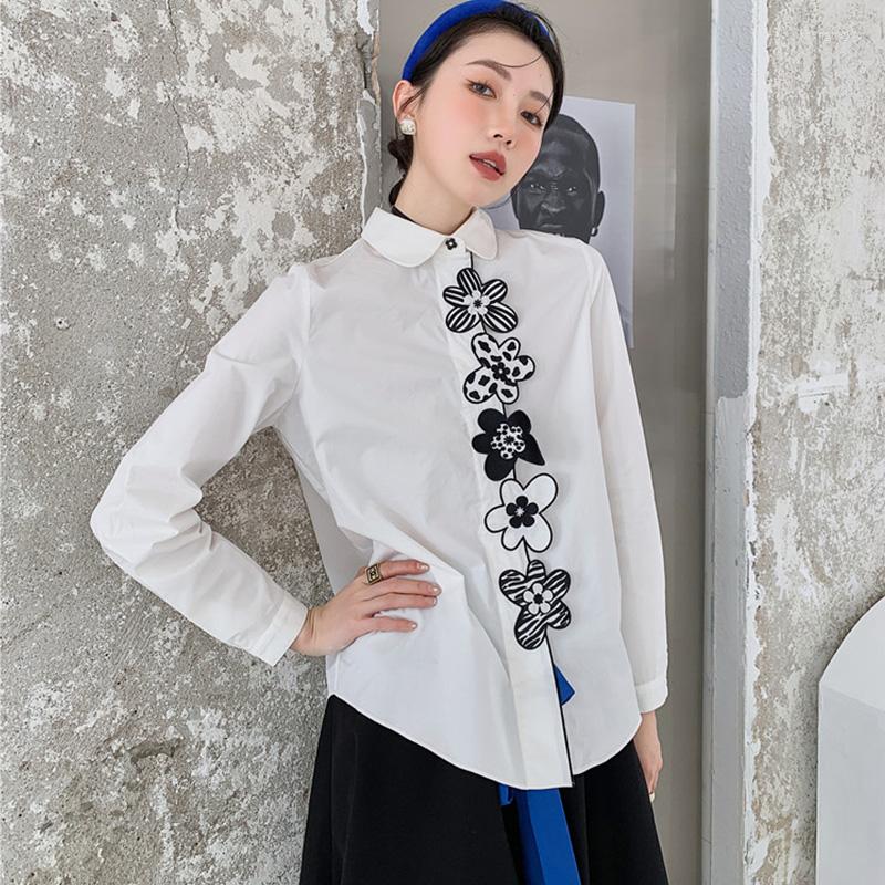 

Women' Blouses Fashion Embroidery Cotton Causal Loose Ladies Shirts 2023 Spring Women' Long Sleeve Female Blusas Mujer, White