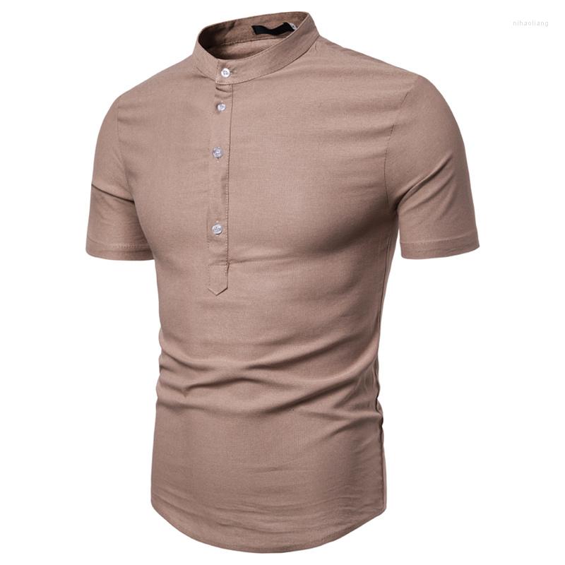 

Men' Polos NEGIZBER 2023 Brand Fashion Cotton Men Solid Slim Fit Short Sleeve Tops Casual Stand Collar Business Polo Shirts, Black