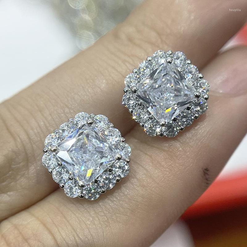

Stud Earrings DIWENFU Aros Mujer Oreja White Diamond Jewelry Earring For Women Bohemia Square Silver 925 Orecchini Topaz