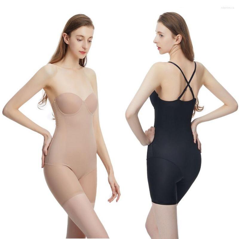

Women's Shapers Strapless Women Seamless Body Shaper Jumpsuit Open Crotch Corset Female Hip Lift Abdomen Underwear Chest Support Bodysuit, Black