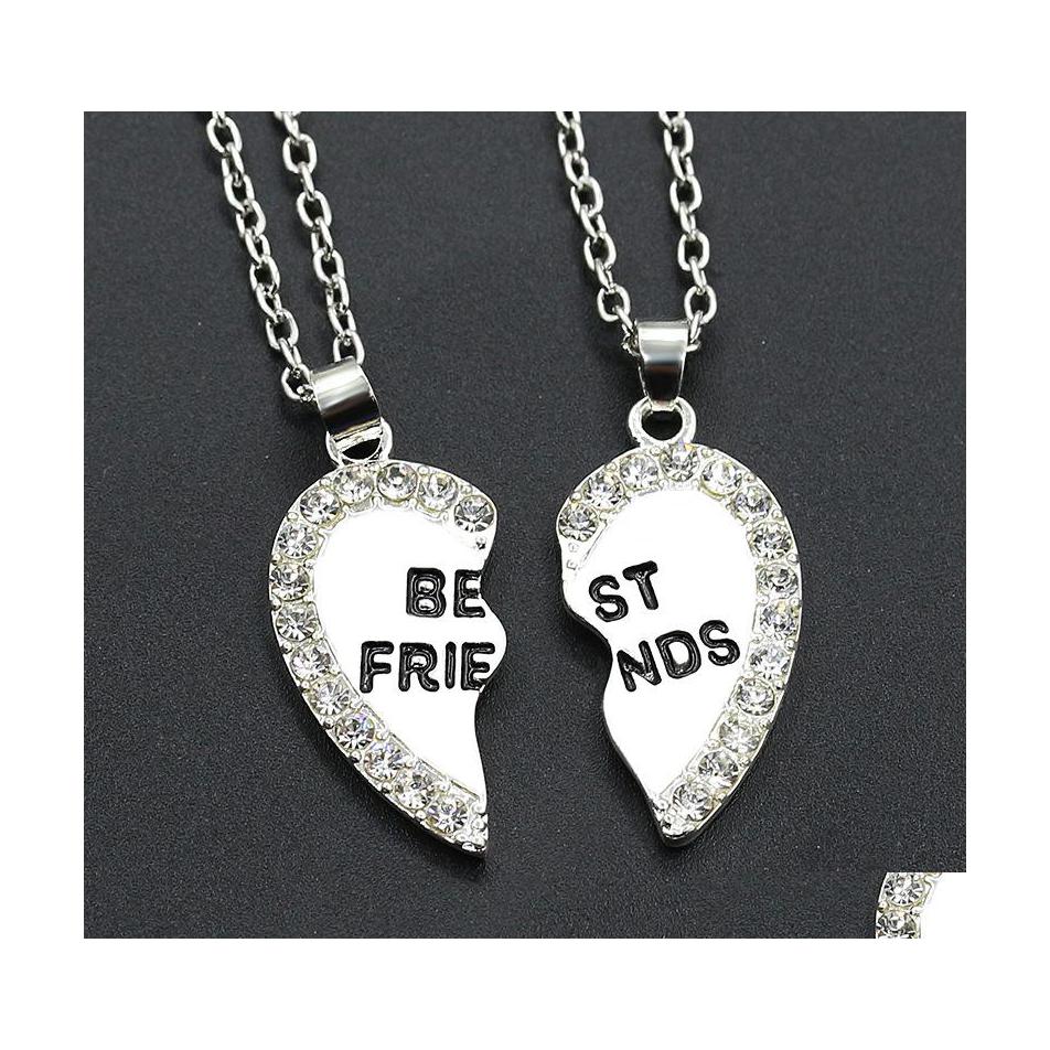 

Pendant Necklaces Necklace Women Men Friend Heart Sier Gold 2 Pendants Bff Friendship Chain Nanashop Drop Delivery Jewelry Dhlxb