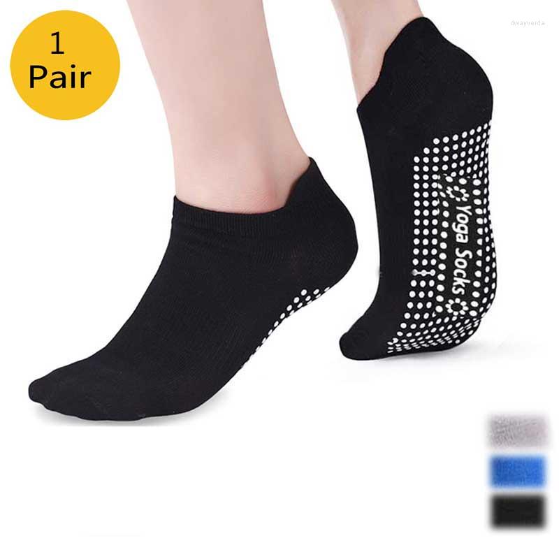 

Athletic Socks Women Yoga Non-Slip Grips Sport Pilates Pure Barre Ballet Dance Barefoot Workout Gym Fitness Sports Cotton, Black