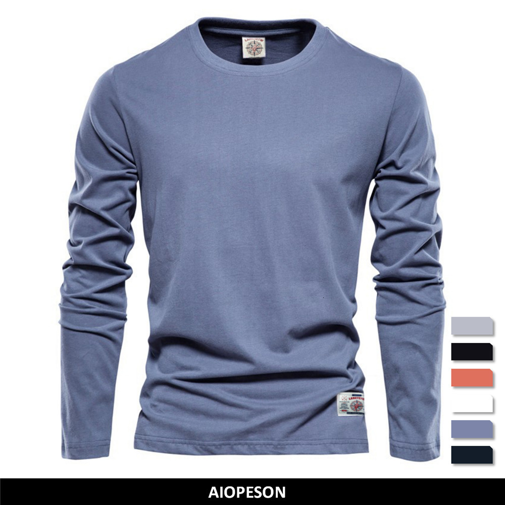 

Men's T-Shirts 100% Cotton Long Sleeve T shirt For Men Solid Spring Casual Mens T-shirts High Quality Male Tops Classic Clothes Men's T-shirts 230203, T8301-darkgrey