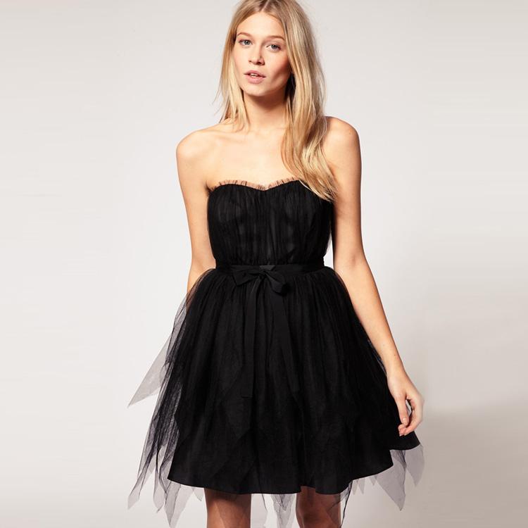 

Casual Dresses Black Lace High Waist Strapless Shawl Dress Dinner